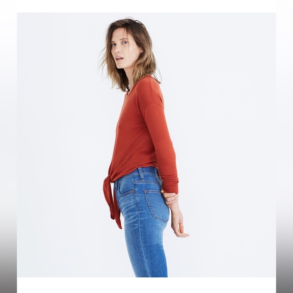 MOVING SALE | New Women’s Madewell Modern Tie-Front Sweater in Rust, Size XL - Picture 4 of 4